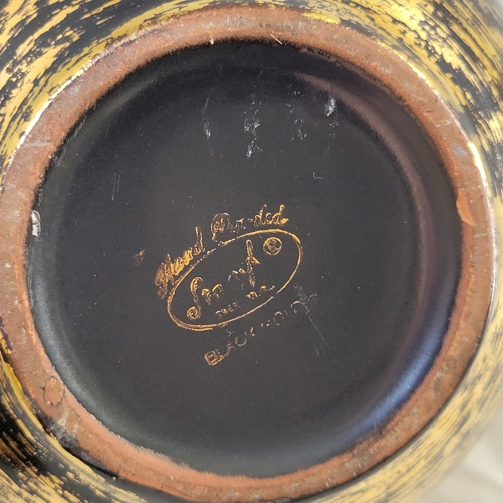 Vintage Stangl Black Gold Dual Handle Vase - Picture 3 of 10